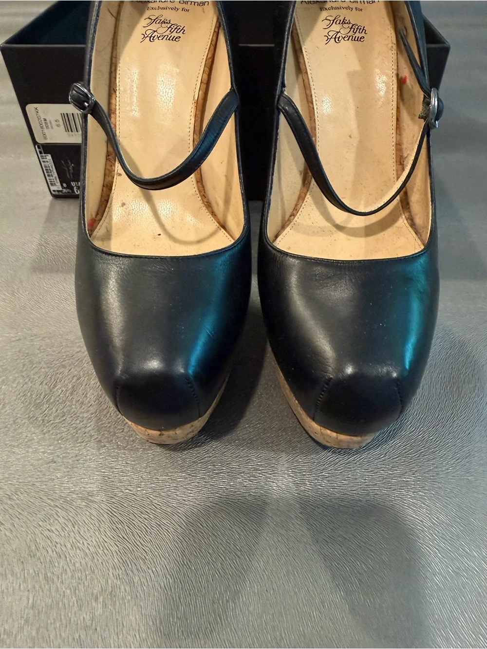 Alexandre Birman Black Leather Mary Jane Platform Pumps. Size 36.5